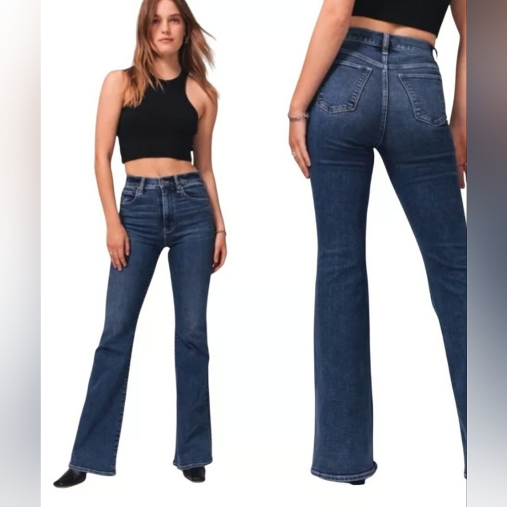 Abercrombie & Fitch Dark Blue High-Rise Flare Jeans